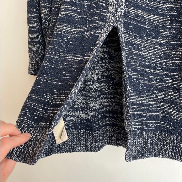 Massimo Dutti 3/4 Sleeve Sweater Split Back Size M Navy White Coastal Fisherman - Picture 3 of 9